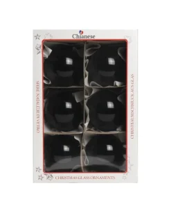 1Pz Pallina In Vetro Tinta Unita Nero Lucido 80 Mm