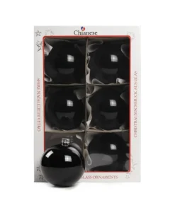 1Pz Pallina In Vetro Tinta Unita Nero Lucido 80 Mm