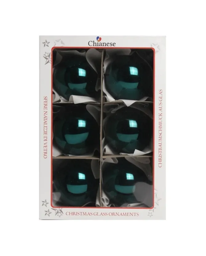 1Pz Pallina In Vetro Tinta Unita Verde Petrolio Lucido 80 Mm