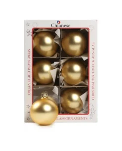 1Pz Pallina In Vetro Tinta Unita Oro Opaco 60 Mm