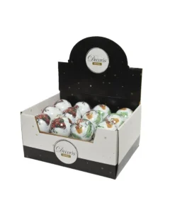 1Pz Pallina Sfera 8 Cm Con Decoro Natalizio Per Albero Di Natale