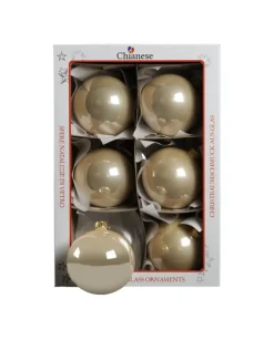 1Pz Pallina Sfera Di Vetro Liscia Champagne Lucido 80Mm