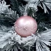 1Pz Pallina Sfera Di Vetro Decorata A Mano 80Mm Per Albero Di Natale Rosa
