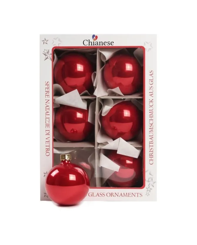 1Pz Pallina Sfera Di Vetro Rosso Lucido 60Mm