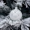 1Pz Pallina Sfera Di Vetro Decorata A Mano 80Mm Per Albero Di Natale Bianca
