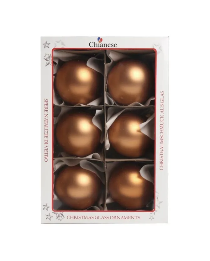 1Pz Pallina Sfera Di Vetro Liscia Rame Opaco 80Mm