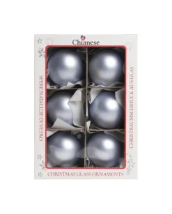 1Pz Pallina Sfera Di Vetro Liscia Celeste Opaco 60Mm Per Albero Di Natale