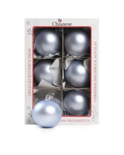 1Pz Pallina Sfera Di Vetro Liscia Celeste Opaco 60Mm Per Albero Di Natale