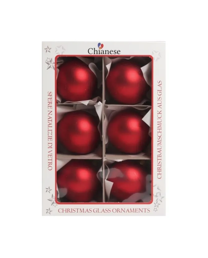 1Pz Pallina Sfera Di Vetro Liscia Rosso Opaco 60Mm