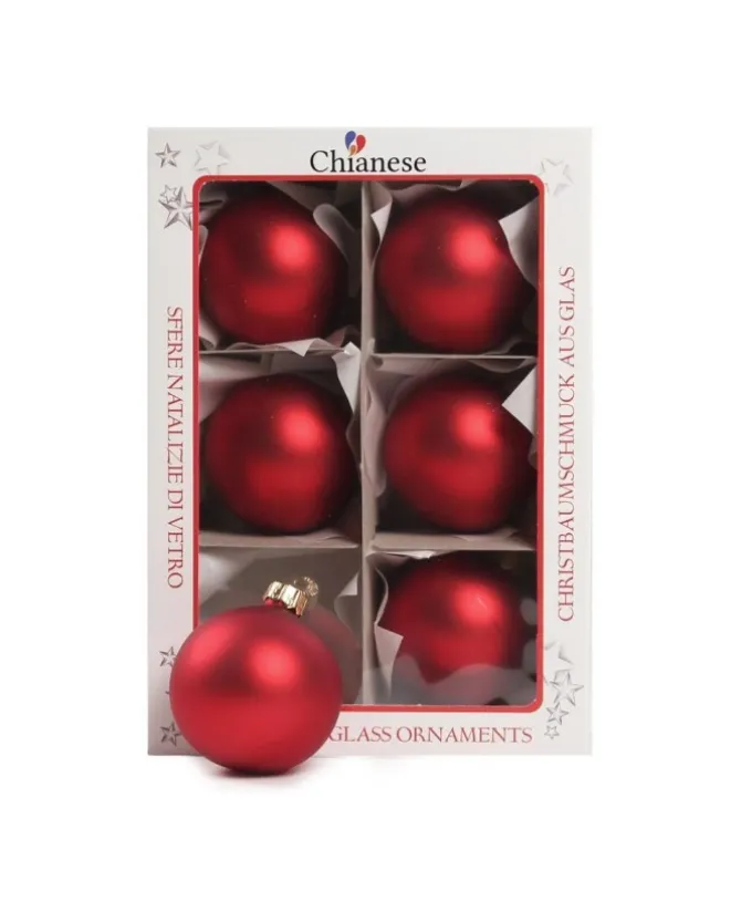 1Pz Pallina Sfera Di Vetro Liscia Rosso Opaco 60Mm