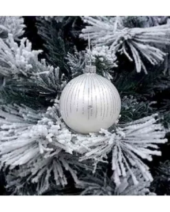 1Pz Pallina Sfera Di Vetro Decorata A Mano 80Mm Per Albero Di Natale Bianco