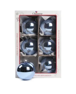 1Pz Pallina Sfera Di Vetro Liscia Azzurro Opaco 80Mm