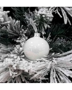 1Pz Pallina Sfera Di Vetro Liscia 60Mm Per Albero Di Natale Bianca