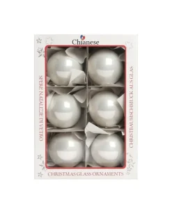 1Pz Pallina Sfera Di Vetro Liscia 60Mm Per Albero Di Natale Bianca