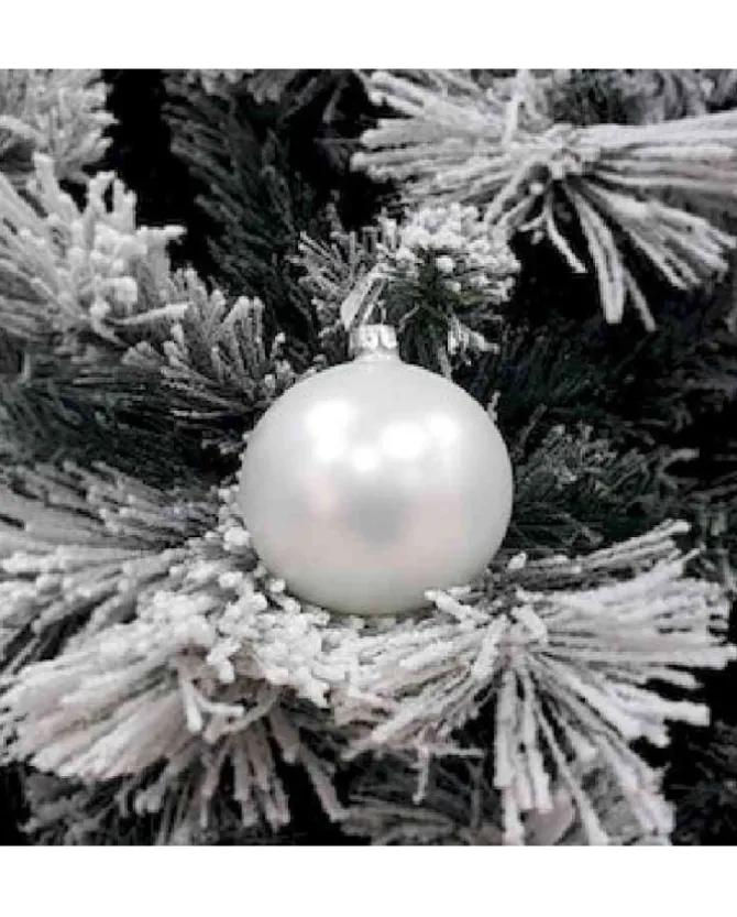 1Pz Pallina Sfera Di Vetro Liscia Bianco Opaco 80Mm