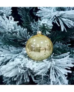 1Pz Pallina Sfera Di Vetro Liscia Oro Lucido 80Mm Per Albero Di Natale