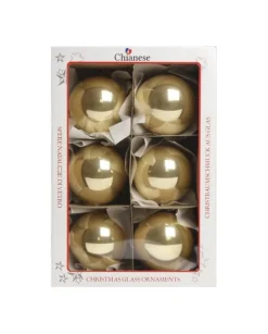 1Pz Pallina Sfera Di Vetro Liscia Oro Lucido 80Mm Per Albero Di Natale