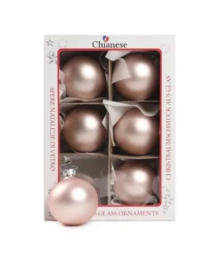 1Pz Pallina Sfera Di Vetro Liscia Rosa Opaco 60Mm Per Albero Di Natale