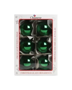 1Pz Pallina Sfera Di Vetro Liscia 60Mm Per Albero Di Natale Verde