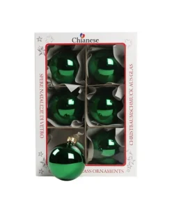 1Pz Pallina Sfera Di Vetro Liscia 60Mm Per Albero Di Natale Verde