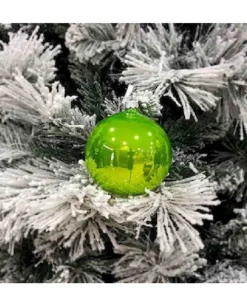 1Pz Pallina Sfera Di Vetro Liscia 100Mm Per Albero Di Natale Verde