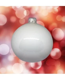 1Pz Pallina Sfera Di Vetro Liscia 120Mm Per Albero Di Natale Bianco