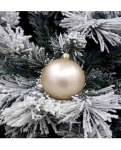 1Pz Pallina Sfera Di Vetro Liscia Champagne Opaco 80Mm Per Albero Di Natale