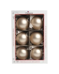 1Pz Pallina Sfera Di Vetro Liscia Champagne Opaco 80Mm Per Albero Di Natale