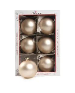 1Pz Pallina Sfera Di Vetro Liscia Champagne Opaco 80Mm Per Albero Di Natale