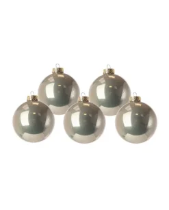 1Pz Pallina Sfera Di Vetro Liscia Platino 80Mm Per Albero Di Natale