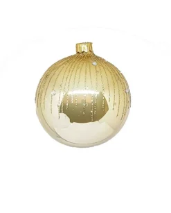 1Pz Pallina Sfera Di Vetro Decorata A Mano 80Mm Per Albero Di Natale Oro