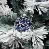1Pz Pallina Sfera Di Vetro Decorata A Mano 80Mm Per Albero Di Natale Blu