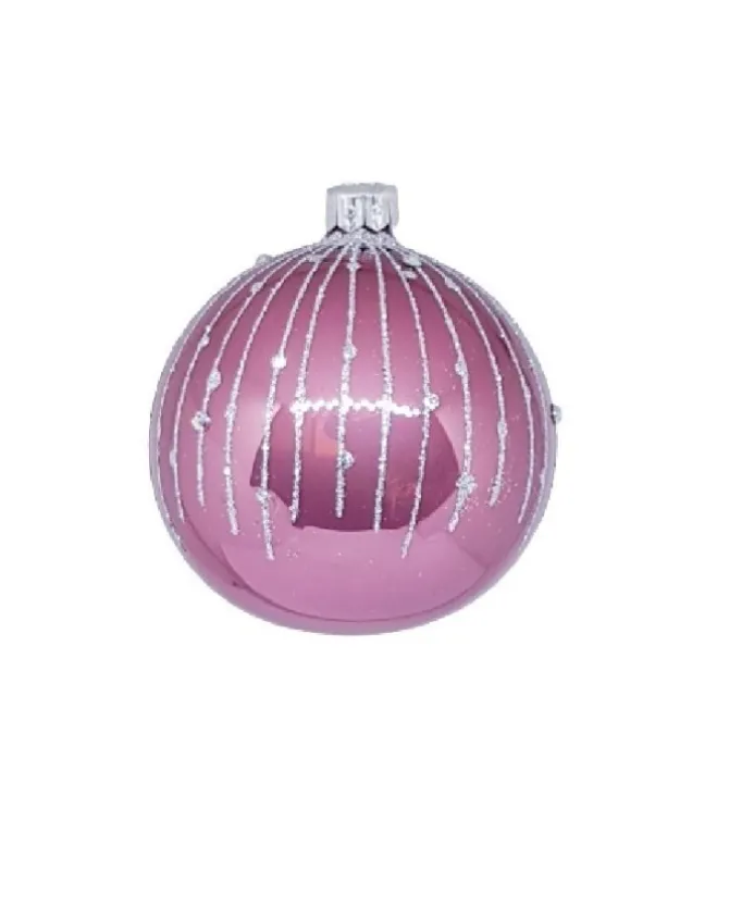 1Pz Pallina Sfera Di Vetro Decorata A Mano 80Mm Per Albero Di Natale