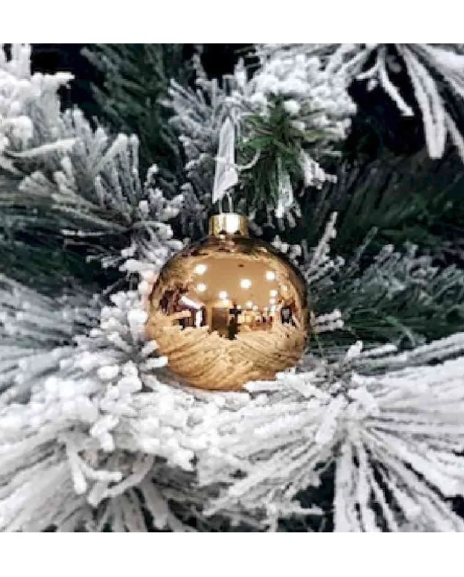 1Pz Pallina Sfera Di Vetro Rame Lucido 60Mm Per Albero Di Natale