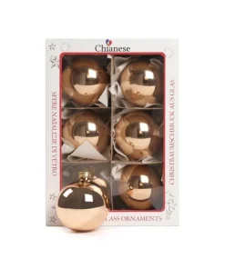 1Pz Pallina Sfera Di Vetro Rame Lucido 60Mm Per Albero Di Natale