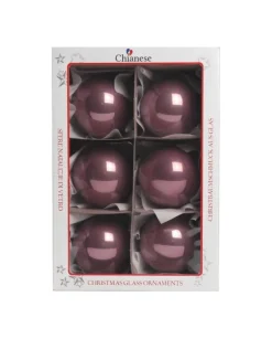 1Pz Pallina Sfera Di Vetro Liscia Vinaccia Lucido 80Mm Per Albero Di Natale