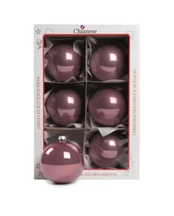 1Pz Pallina Sfera Di Vetro Liscia Vinaccia Lucido 80Mm Per Albero Di Natale