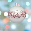 1Pz Pallina Sfera Di Vetro Decorata A Mano 80Mm Per Albero Di Natale Bianca