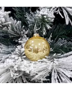 1Pz Pallina Sfera Di Vetro Liscia 60Mm Per Albero Di Natale Oro Smalto