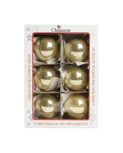 1Pz Pallina Sfera Di Vetro Liscia 60Mm Per Albero Di Natale Oro Smalto