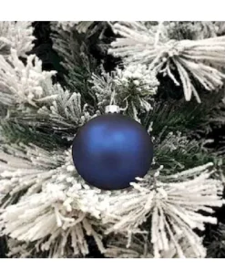 1Pz Pallina Sfera Di Vetro Liscia Blu Opaco 80Mm Per Albero Di Natale