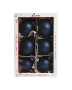 1Pz Pallina Sfera Di Vetro Liscia Blu Opaco 80Mm Per Albero Di Natale