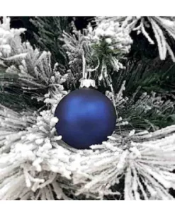 1Pz Pallina Sfera Di Vetro Liscia Blu Opaco 60Mm Per Albero Di Natale