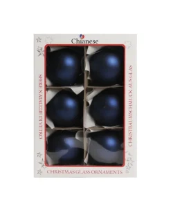 1Pz Pallina Sfera Di Vetro Liscia Blu Opaco 60Mm Per Albero Di Natale