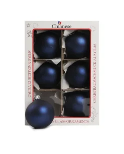 1Pz Pallina Sfera Di Vetro Liscia Blu Opaco 60Mm Per Albero Di Natale
