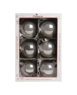 1Pz Pallina Sfera Di Vetro Liscia Argento Lucido 80Mm