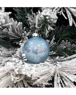 1Pz Pallina Sfera Di Vetro Tinta Unita Azzurro Lucido 60Mm