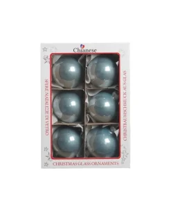 1Pz Pallina Sfera Di Vetro Tinta Unita Azzurro Lucido 60Mm