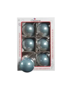 1Pz Pallina Sfera Di Vetro Tinta Unita Azzurro Lucido 60Mm