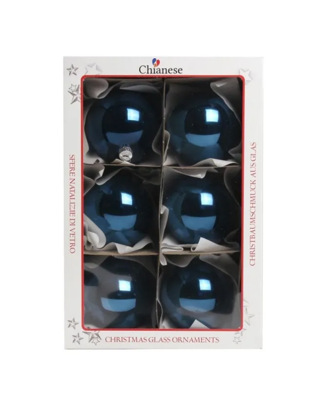 1Pz Pallina Sfera Di Vetro Liscia Blu Lucido 80Mm